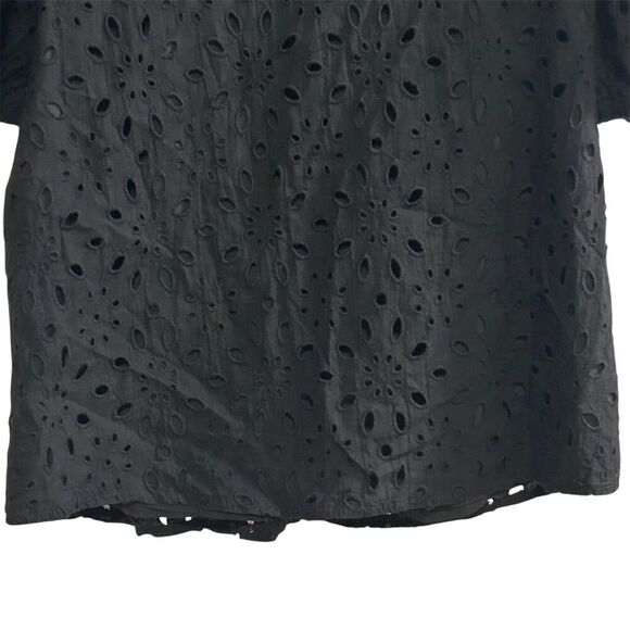 PrettyGarden Women's Black Embroidered Blouse L Long Puff Sleeve - Picture 11 of 14